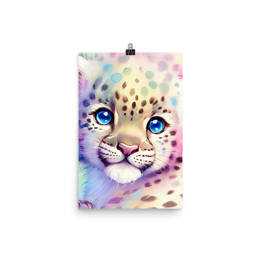 Enhanced Matte Poster - Kids Room Baby Leopard Watercolor