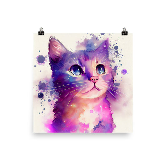 Enhanced Matte Poster - Kids Room Beautiful Kitten Watercolor