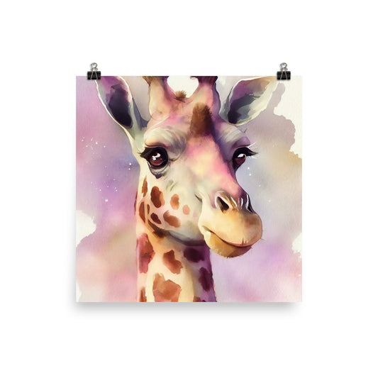 Enhanced Matte Poster - Kids Room Giraffe Watercolor