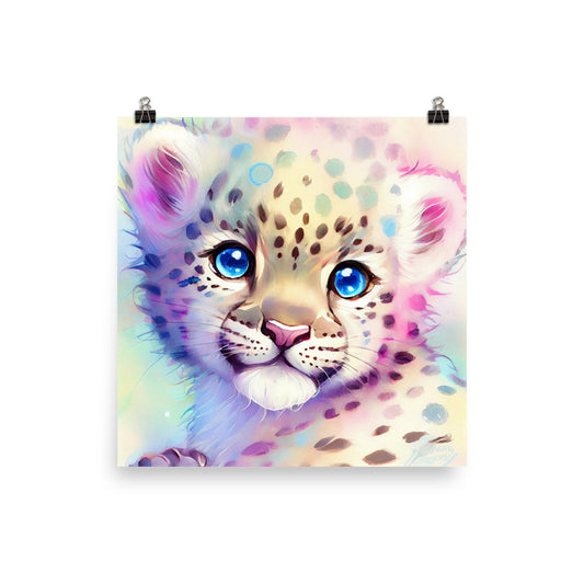 Enhanced Matte Poster - Kids Room Baby Leopard Watercolor