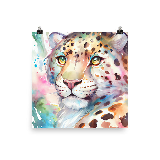 Enhanced Matte Poster - Kids Room Colorful Leopard Watercolor