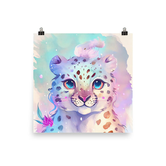 Enhanced Matte Poster - Kids Room Baby Leopard Watercolor