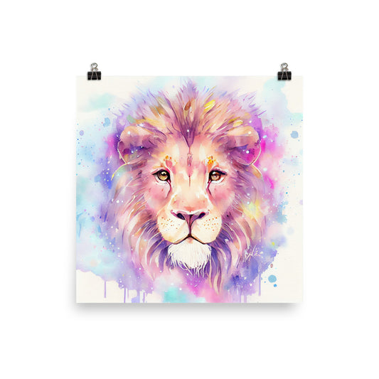 Enhanced Matte Poster - Kids Room Lion Watercolor