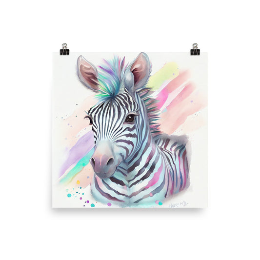 Enhanced Matte Poster - Kids Room Baby Zebra Watercolor