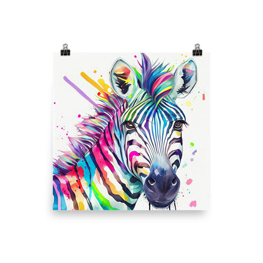 Enhanced Matte Poster - Kids Room Zebra Watercolor