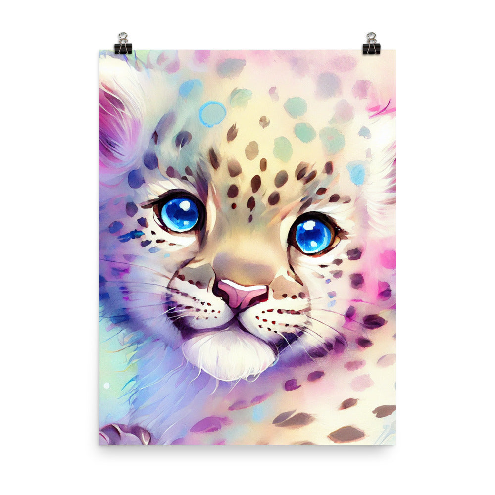 Enhanced Matte Poster - Kids Room Baby Leopard Watercolor