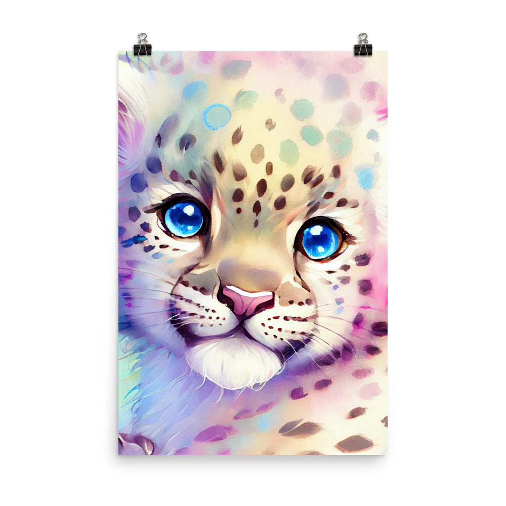 Enhanced Matte Poster - Kids Room Baby Leopard Watercolor