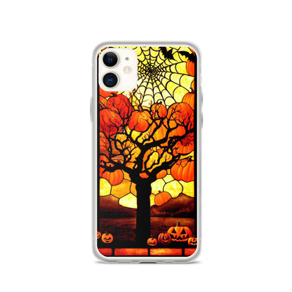 iPhone Case - Halloween Stained Glass Pumpkin Tree