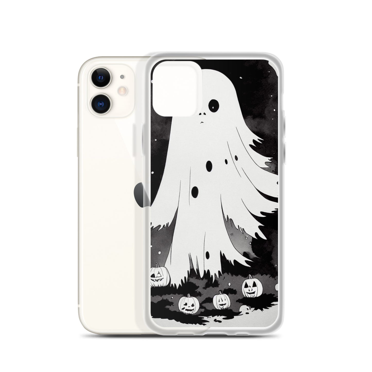 iPhone Case - Halloween Black and White Ghost