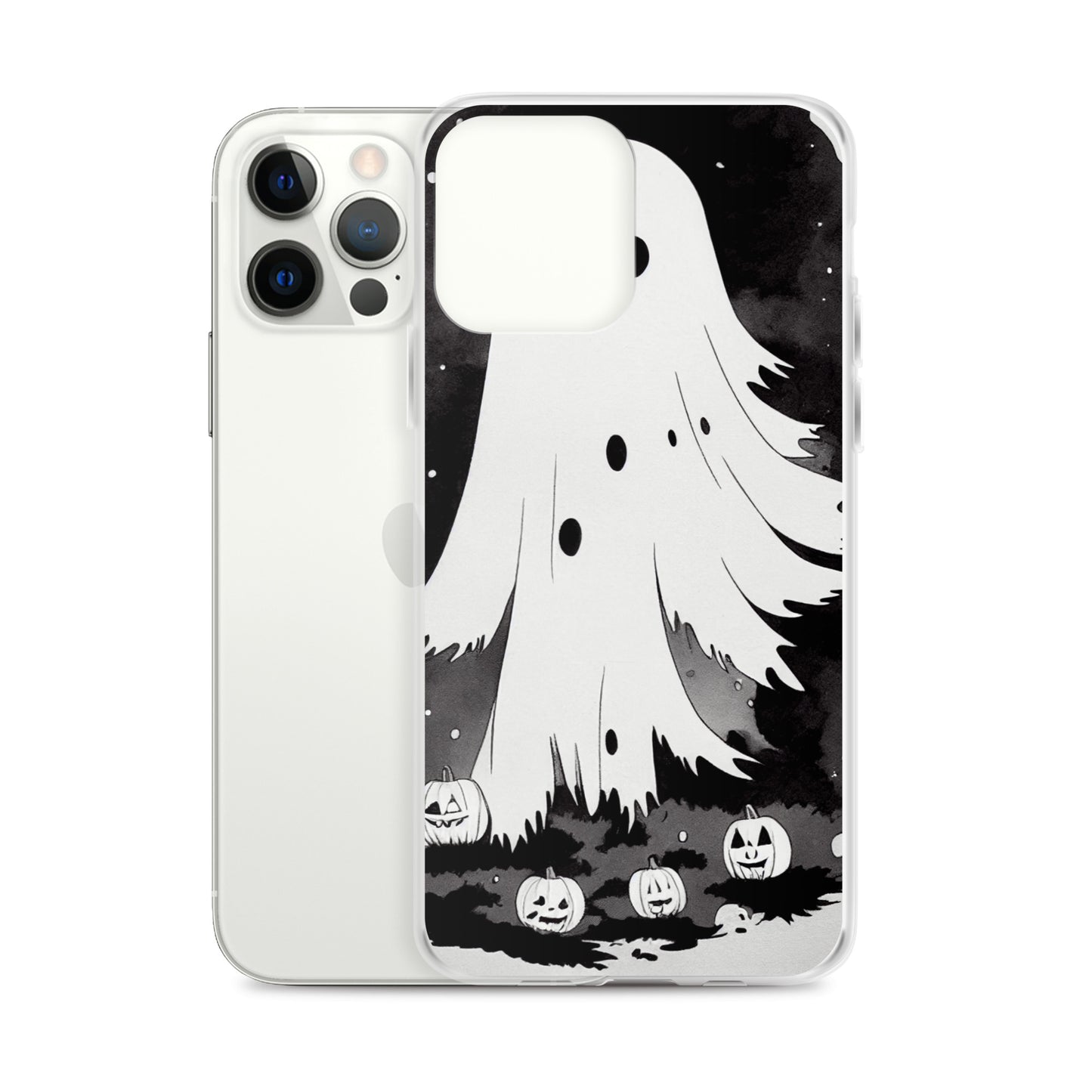 iPhone Case - Halloween Black and White Ghost