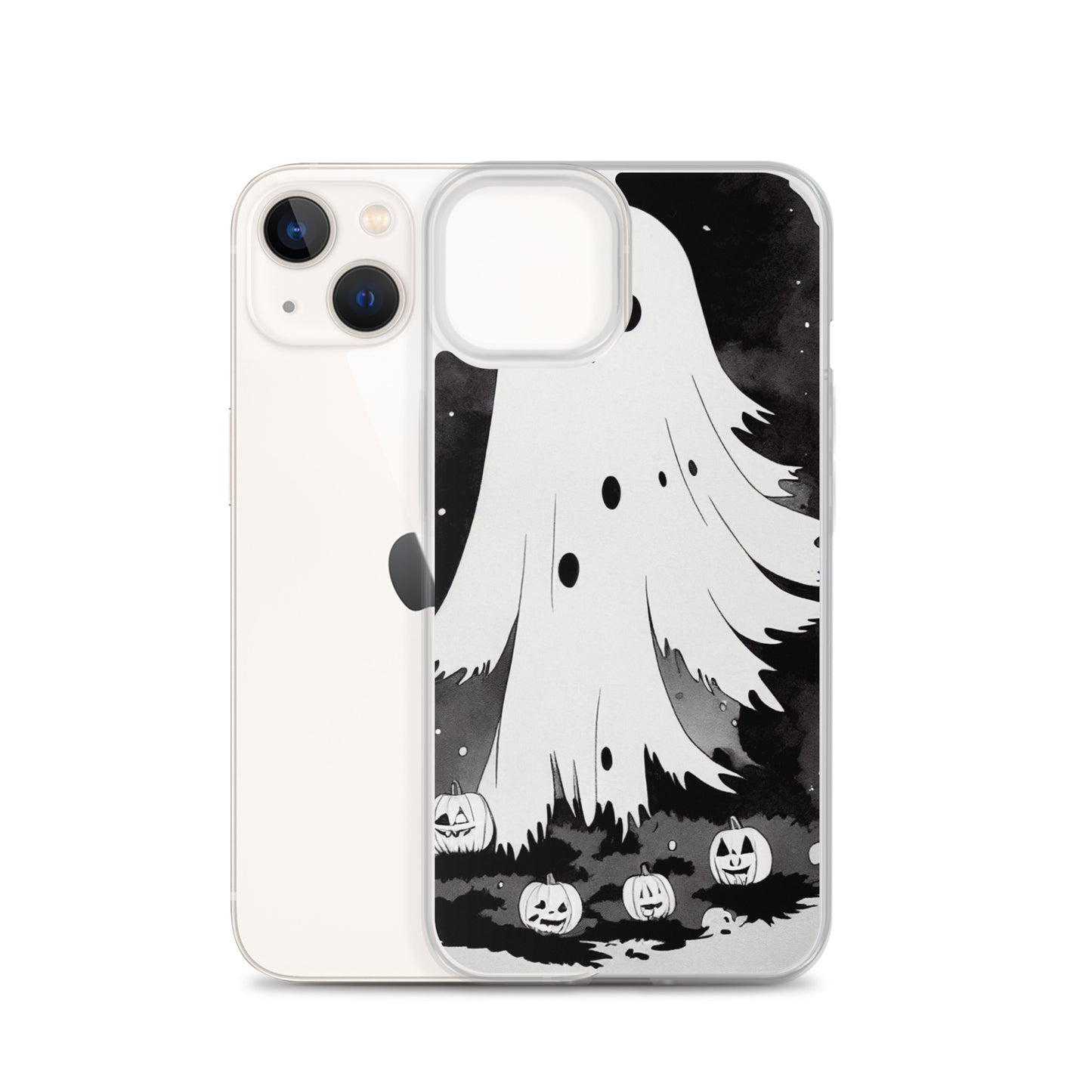 iPhone Case - Halloween Black and White Ghost