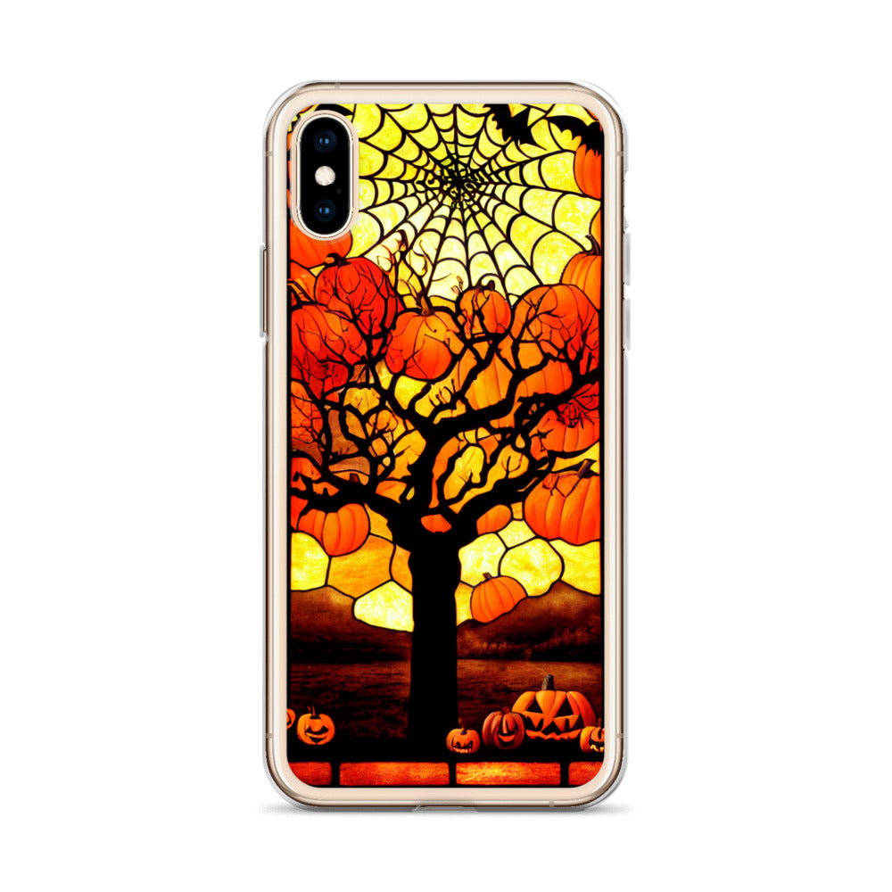 iPhone Case - Halloween Stained Glass Pumpkin Tree