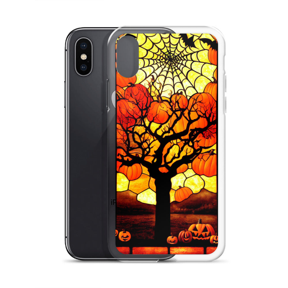 iPhone Case - Halloween Stained Glass Pumpkin Tree