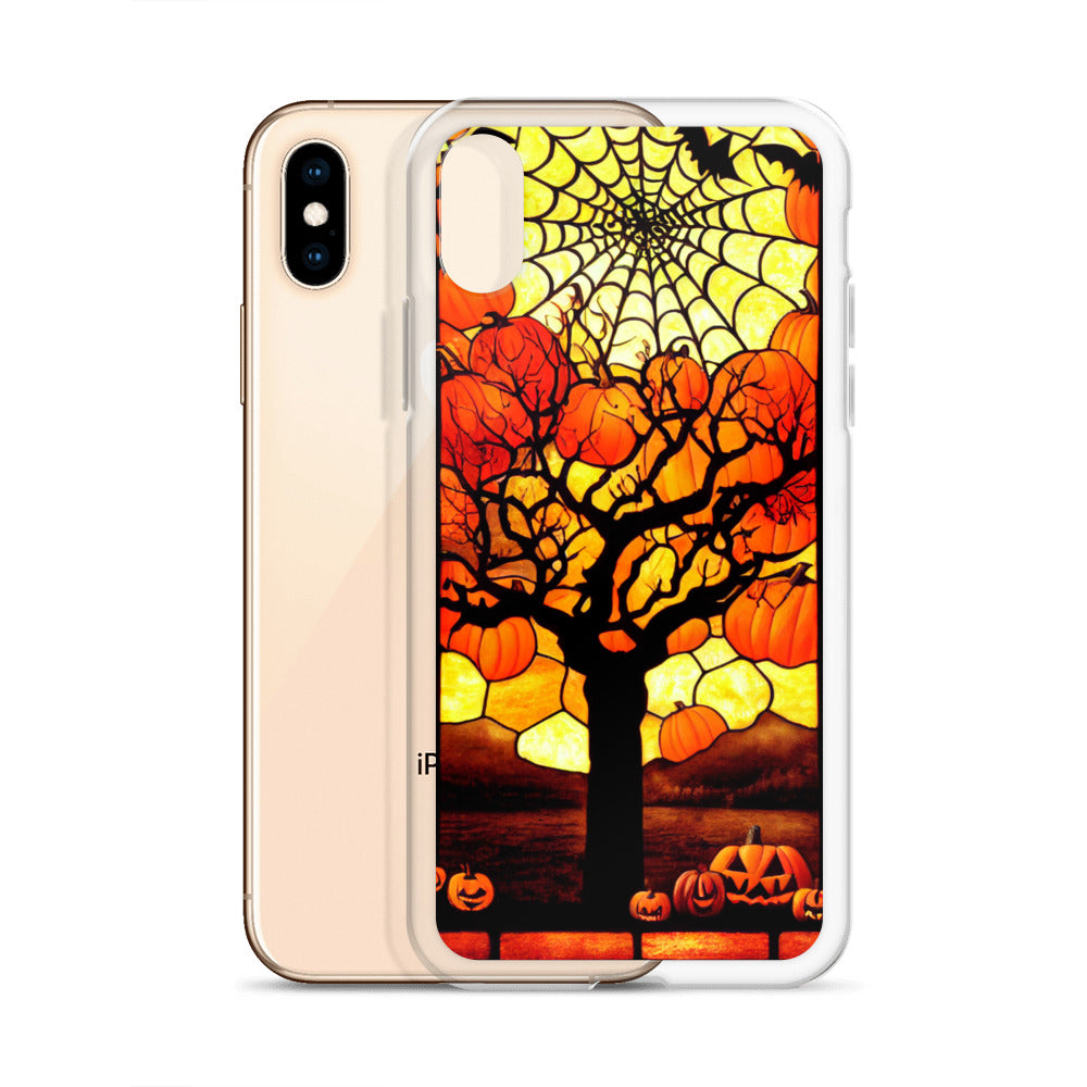 iPhone Case - Halloween Stained Glass Pumpkin Tree