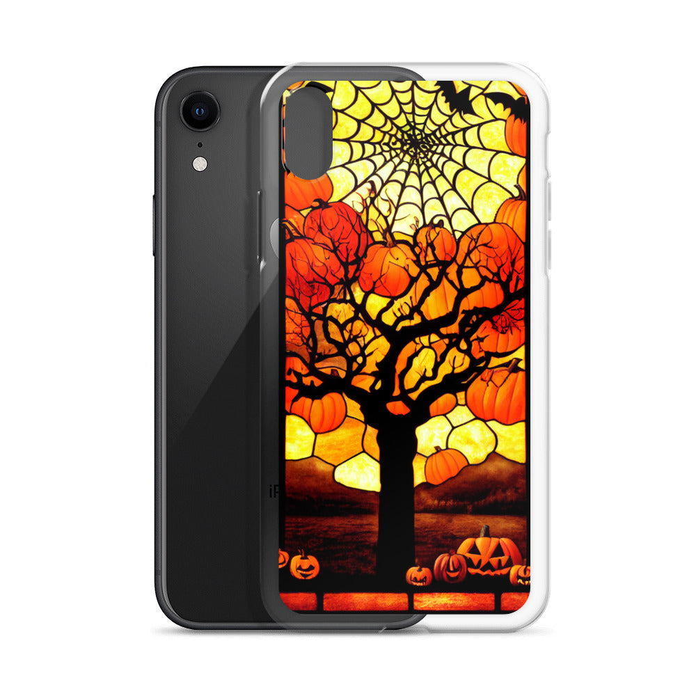 iPhone Case - Halloween Stained Glass Pumpkin Tree